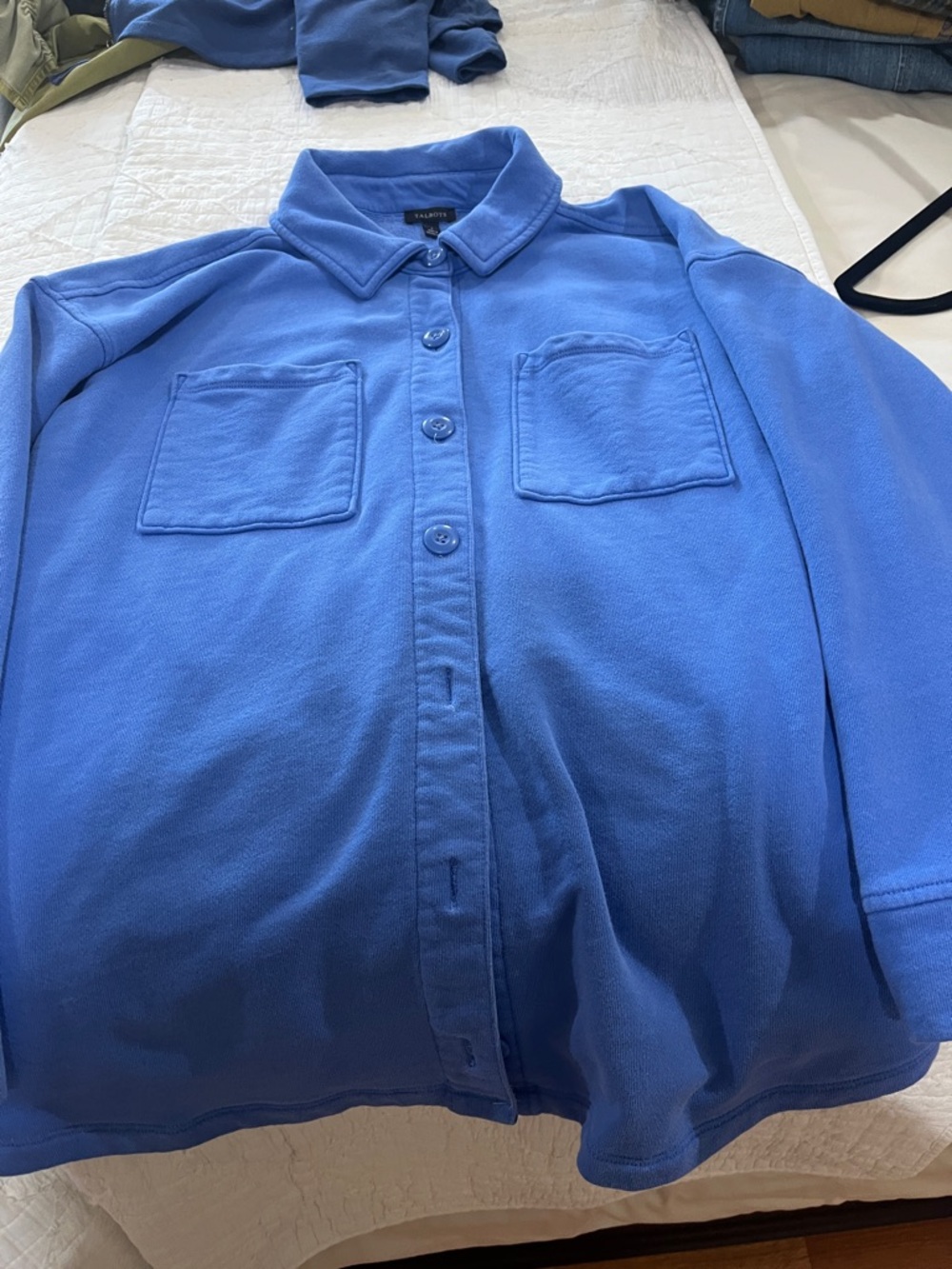 Talbots Royal Blue Button-Front Collared Jacket - Picture 3 of 4